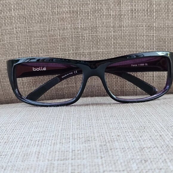 Bolle Men Eyeglasses/Sunglasses Frame Black/Purple Tone Wrap Glasses Frame Italy - Picture 2 of 13